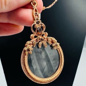 1928 Jewelry Floral Crystal Magnifying Glass Necklace